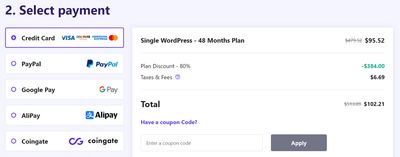 Hostinger Single WordPress Plan Select Payment
