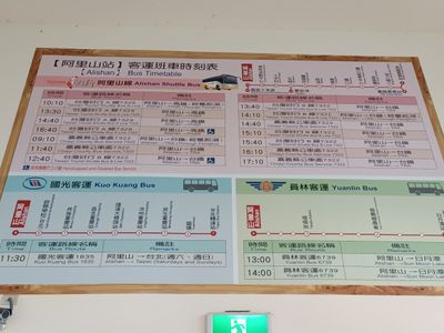 Alishan bus timetable banner